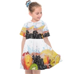 Variety Of Fruit Water Berry Food Splash Kiwi Grape Kids  Sailor Dress by B30l