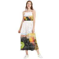 Variety Of Fruit Water Berry Food Splash Kiwi Grape Boho Sleeveless Summer Dress by B30l