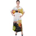 Variety Of Fruit Water Berry Food Splash Kiwi Grape V-Neck Boho Style Maxi Dress View1