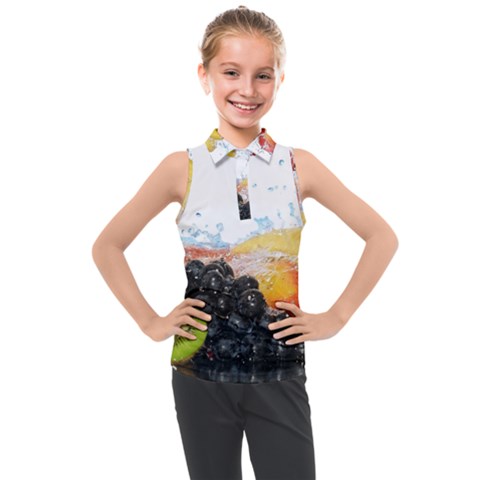 Variety Of Fruit Water Berry Food Splash Kiwi Grape Kids  Sleeveless Polo Tee by B30l