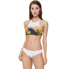 Variety Of Fruit Water Berry Food Splash Kiwi Grape Banded Triangle Bikini Set by B30l