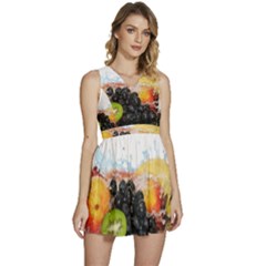 Variety Of Fruit Water Berry Food Splash Kiwi Grape Sleeveless High Waist Mini Dress by B30l