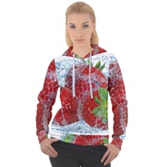 Red Strawberries Water Squirt Strawberry Fresh Splash Drops Women s Overhead Hoodie by B30l