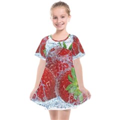 Red Strawberries Water Squirt Strawberry Fresh Splash Drops Kids  Smock Dress by B30l