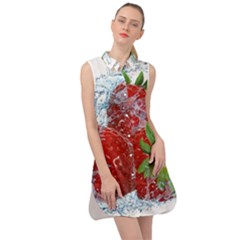 Red Strawberries Water Squirt Strawberry Fresh Splash Drops Sleeveless Shirt Dress by B30l