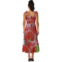 Red Strawberries Water Squirt Strawberry Fresh Splash Drops Tie-Strap Tiered Midi Chiffon Dress View4