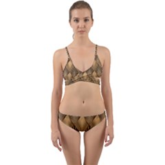 Brown Abstract Background Texture Pattern Seamless Wrap Around Bikini Set by danenraven