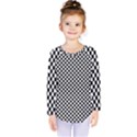 Black And White Checkerboard Background Board Checker Kids  Long Sleeve Tee View1