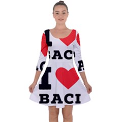 I Love Baci  Quarter Sleeve Skater Dress by ilovewhateva