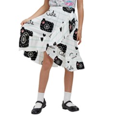 Cute Cameras Doodles Hand Drawn Kids  Ruffle Flared Wrap Midi Skirt by Cowasu