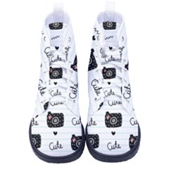 Cute Cameras Doodles Hand Drawn High-top Canvas Sneakers by Cowasu