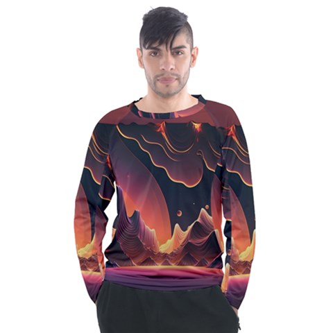 Fire Flame Burn Hot Heat Light Burning Orange Men s Long Sleeve Raglan Tee by Cowasu