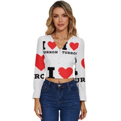 I Love Turron  Long Sleeve V-neck Top by ilovewhateva