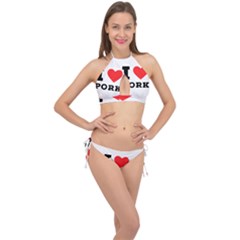 I Love Pork  Cross Front Halter Bikini Set by ilovewhateva