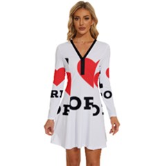 I Love Pork  Long Sleeve Deep V Mini Dress  by ilovewhateva