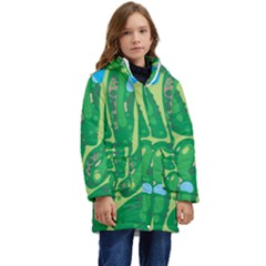 Golf Course Par Golf Course Green Kids  Hooded Longline Puffer Jacket by Cowasu