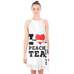 I Love Peach Tea Halter Collar Waist Tie Chiffon Dress by ilovewhateva