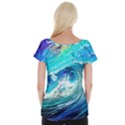 Tsunami Waves Ocean Sea Nautical Nature Water Painting Cap Sleeve Top View2