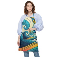 Waves Wave Ocean Sea Abstract Whimsical Abstract Art Pocket Apron by Cowasu