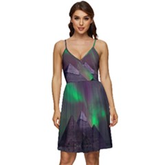 Fantasy Pyramid Mystic Space Aurora V-neck Pocket Summer Dress  by Cowasu