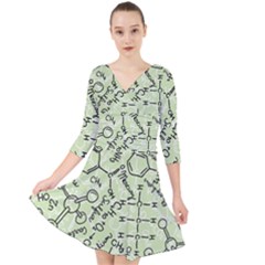 Multicolored Chemical Bond Illustration Chemistry Formula Science Quarter Sleeve Front Wrap Dress by Cowasu