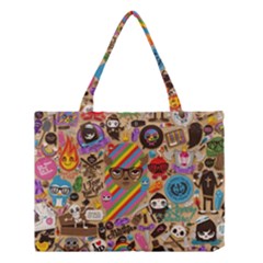 Multicolored Doodle Art Wallpaper Medium Tote Bag by Cowasu