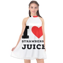 I Love Strawberry Juice Halter Neckline Chiffon Dress  by ilovewhateva