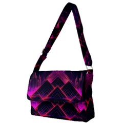 Synthwave City Retrowave Wave Full Print Messenger Bag (l) by Bangk1t