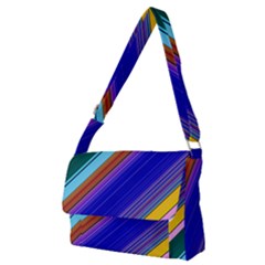 Color Lines Slanting Green Blue Full Print Messenger Bag (m) by Bangk1t