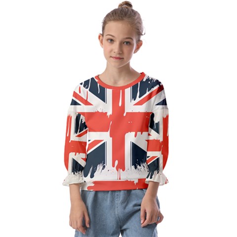 Union Jack England Uk United Kingdom London Kids  Cuff Sleeve Top by Bangk1t