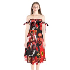 Carlos Sainz Shoulder Tie Bardot Midi Dress by Boster123