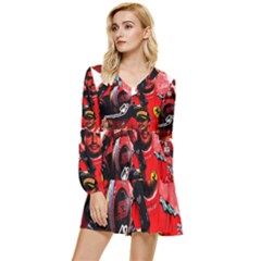 Carlos Sainz Tiered Long Sleeve Mini Dress by Boster123