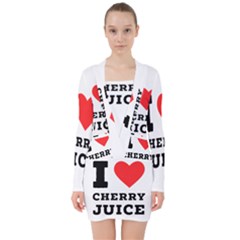 I Love Cherry Juice V-neck Bodycon Long Sleeve Dress by ilovewhateva