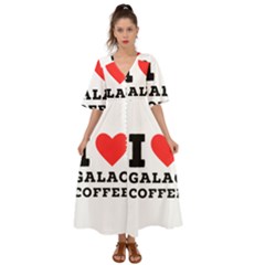 I Love Galao Coffee Kimono Sleeve Boho Dress by ilovewhateva