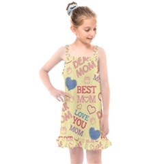 Love Mom Happy Mothers Day I Love Mom Graphic Pattern Kids  Overall Dress by Ravend