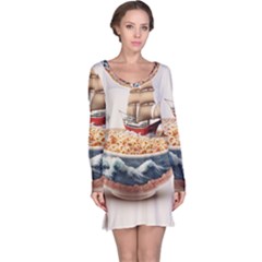 Noodles Pirate Chinese Food Food Long Sleeve Nightdress by Ndabl3x