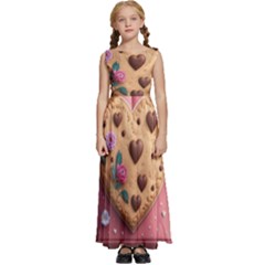 Cookies Valentine Heart Holiday Gift Love Kids  Satin Sleeveless Maxi Dress by Ndabl3x