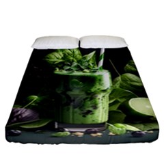 Drink Spinach Smooth Apple Ginger Fitted Sheet (california King Size) by Ndabl3x