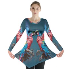 Birds Parrots Love Ornithology Species Fauna Long Sleeve Tunic  by Ndabl3x