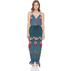 Birds Parrots Love Ornithology Species Fauna Sleeveless Tie Ankle Chiffon Jumpsuit by Ndabl3x