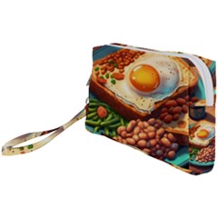 Breakfast Egg Beans Toast Plate Wristlet Pouch Bag (small) by Ndabl3x