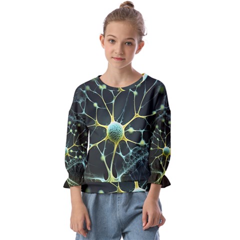Neuron Network Kids  Cuff Sleeve Top by Ndabl3x