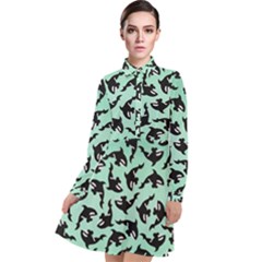 Orca Killer Whale Fish Long Sleeve Chiffon Shirt Dress by Ndabl3x