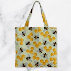 Honey Bee Bees Pattern Zipper Grocery Tote Bag by Ndabl3x