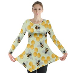 Honey Bee Bees Pattern Long Sleeve Tunic  by Ndabl3x