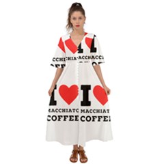 I Love Macchiato Coffee Kimono Sleeve Boho Dress by ilovewhateva