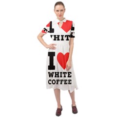 I Love White Coffee Keyhole Neckline Chiffon Dress by ilovewhateva