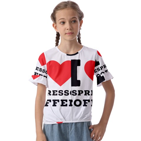 I Love Espresso Coffee Kids  Cuff Sleeve Scrunch Bottom Tee by ilovewhateva