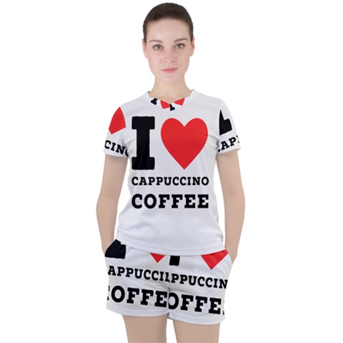 I Love Cappuccino Coffee Women s Tee And Shorts Set by ilovewhateva