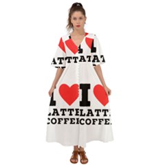 I Love Latte Coffee Kimono Sleeve Boho Dress by ilovewhateva